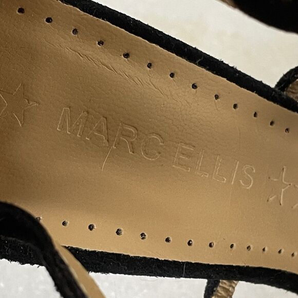 Marc Ellis Strappy Stiletto Heels Black Suede Silver Leather Sz EU 37 IT, US 7 - Picture 12 of 14